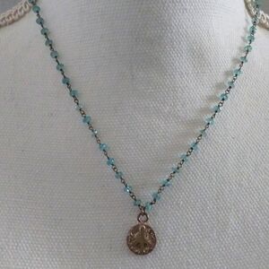 Blue quartz and silver peace sign necklace New